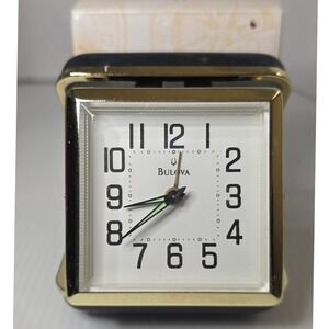 Bulova Travel Alarm Clock Model B6112 w/ Box Late 1990s–Early 2000s Vintage